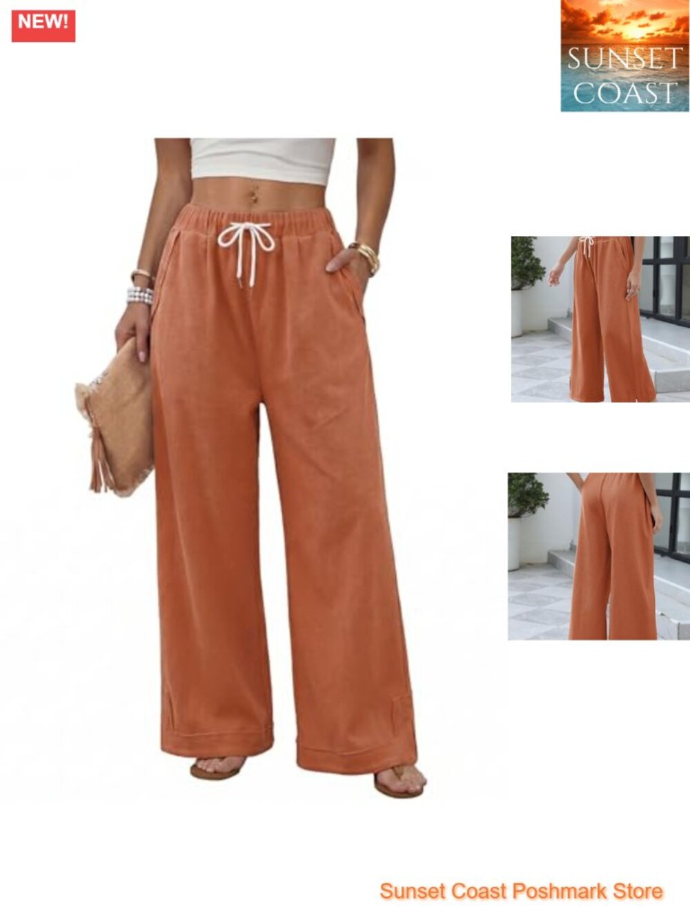 Athlisan Women's Baggy Wide Leg Palazzo Pants Drawstring Elastic Waist Lounge